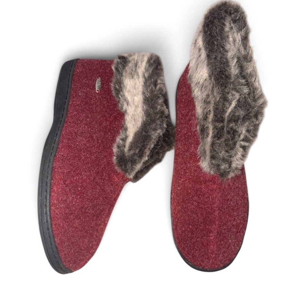 Womens Acorn 9.5-10.5 Booties Faux Chinchilla in Crackleberry Colorway NWT